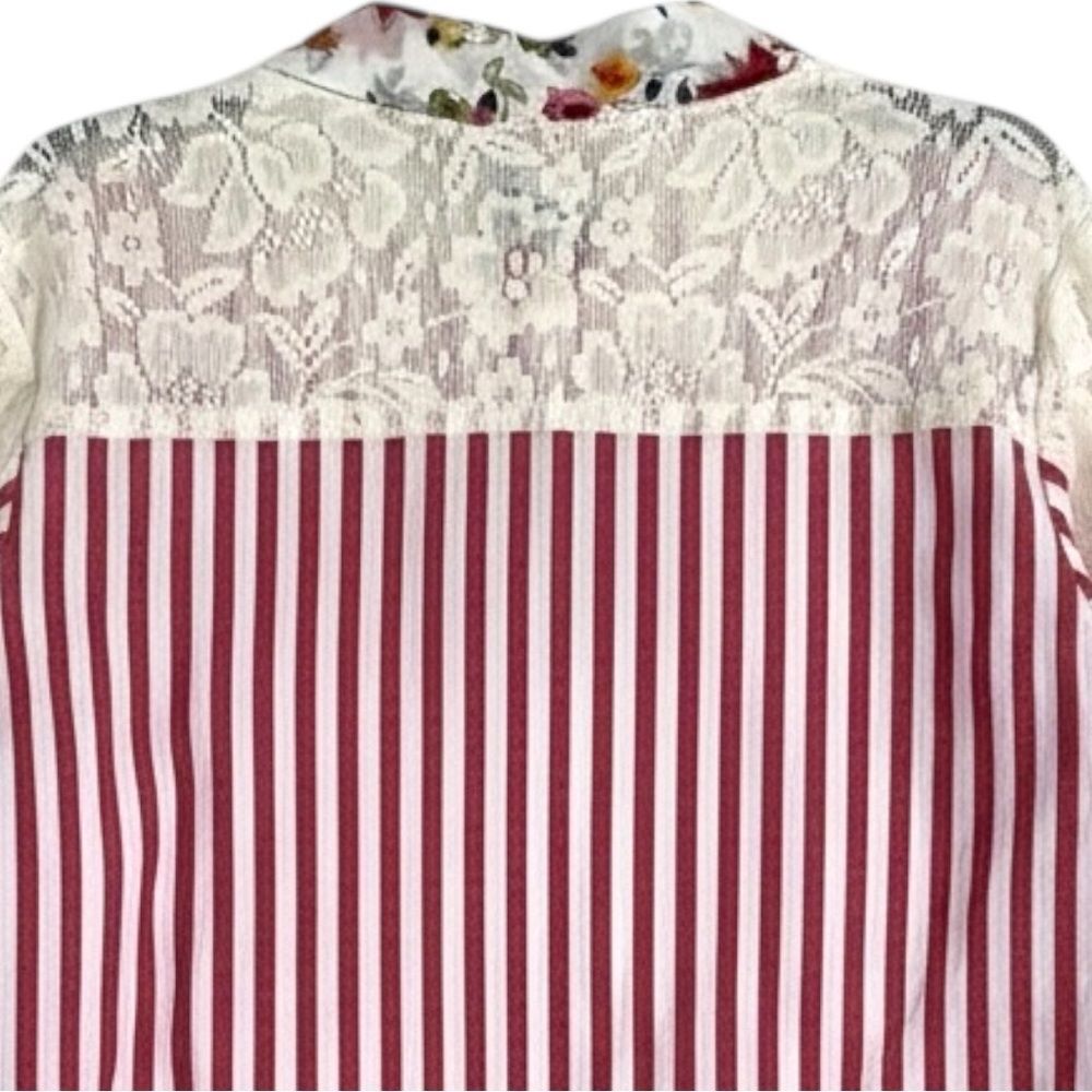 POL Lace Boho Striped Cardigan Layering Kimono Floral Patchwork Detail Med NEW - Picture 10 of 10